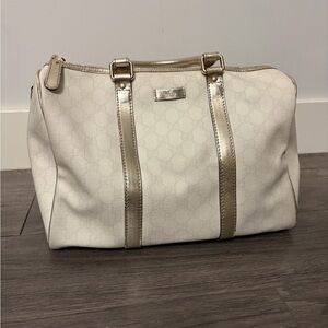Gucci Cream Satchel with Gold Trim Top Handle